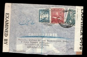 1943 Registered & double Censor cover Santiago to London England via New York