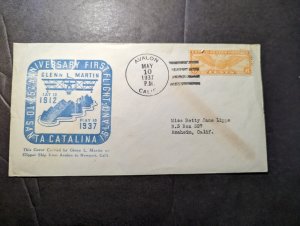 1937 USA Airmail First Flight Cover FFC Avalon to Anaheim CA Glenn L Martin