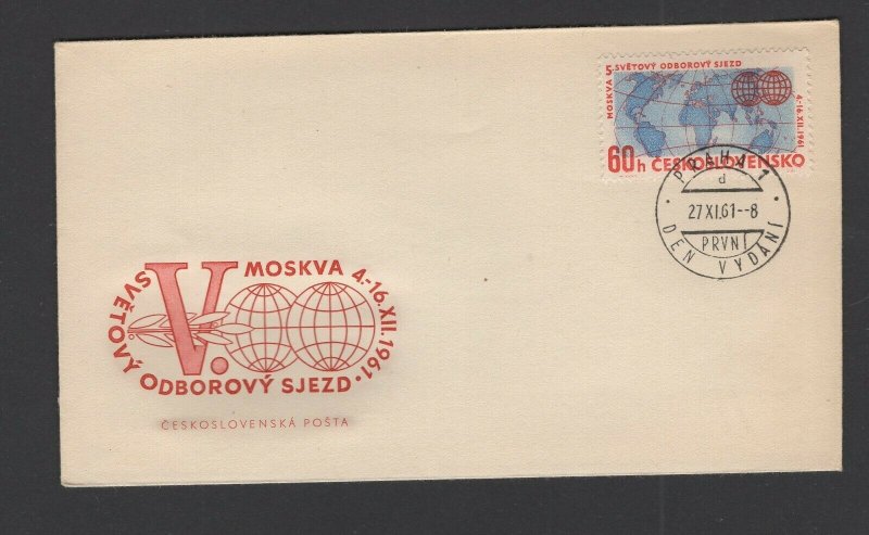 Czechoslovakia #1081 (1961 Trade Unions issue) unaddressed cachet FDC