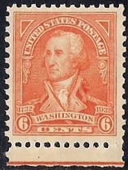 711 6 cent Washington, Trumbull, Red Orange OG NH VF-XF