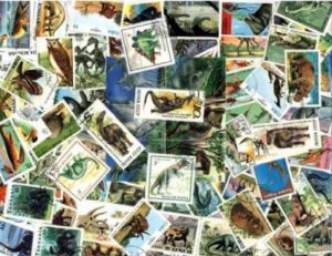 Dinosaurs, Prehistoric Animals Stamp Collection - 100 Different Stamps