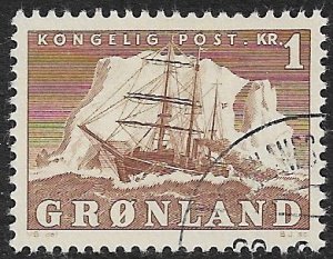 GREENLAND 1950-60 1K Brown POLAR SHIP GUSTAV HOLM Issue Sc 36 VFU