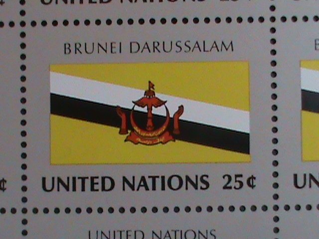 ​UNITED NATION-1989 SC#566-9- U. N. FLAGS SERIES MNH FULL SHEET- VERY FINE