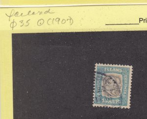 J29091, 1907-8  iceland used #o35 king