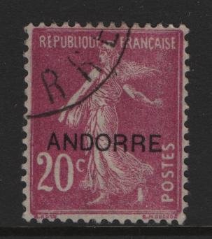 ANDORRA, 7, USED, 1931, STAMPS AND TYPES OF FRANCE, 1900-1929 OVERPRINTED