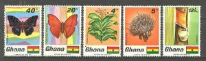 GHANA Sc# 331 - 335 MNH FVF Set5 Porcupine Tobacco Butterfly