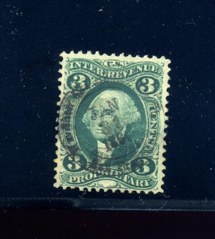 Scott #R18d Proprietary Green Revenue Stamp on SILK PAPER (Stock #R18-1)