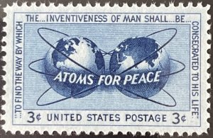 Scott #1070 1955 3¢ Atoms for Peace MNH OG VF/XF