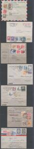 COLOMBIA 1946-48 TRANSOCEANIC CLIPPER MAIL TO SWITZERLAND 7 AIR COVERS RATED 85c 