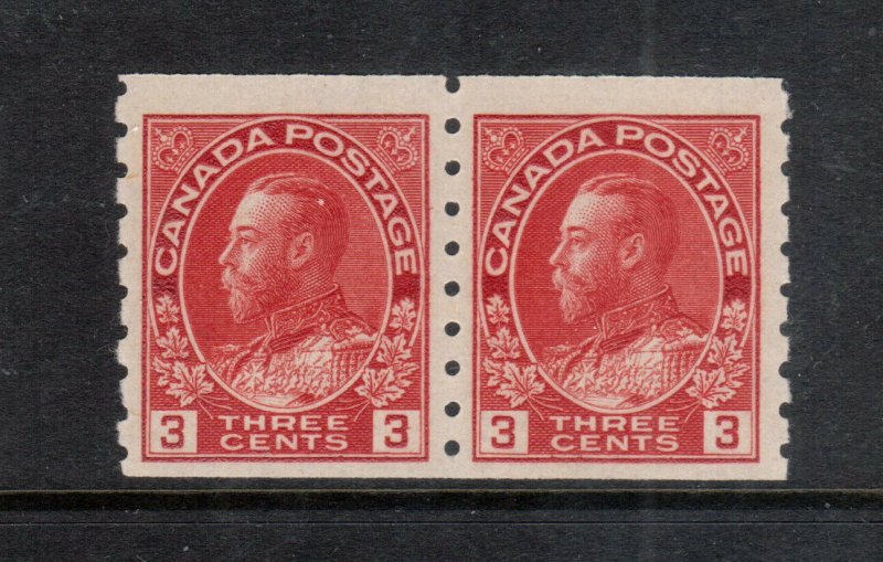 Canada #130 Very Fine Never Hinged Coil Pair