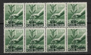 1945 Italy Sc468 1L Tree Planting MNH block of 8