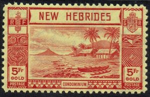 NEW HEBRIDES 1938 GOLD CURRENCY 5FR MNH **