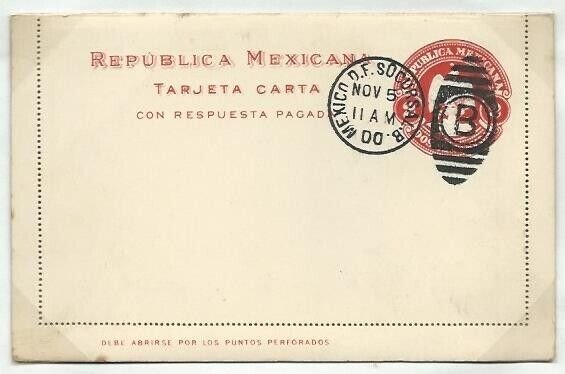 MEXICO 1900 2c lettercard c.t.o. with reply lettercard inside..............58756