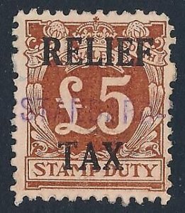 NEW SOUTH WALES Relief Tax 1930 Numeral £5. Elsmore online $30.