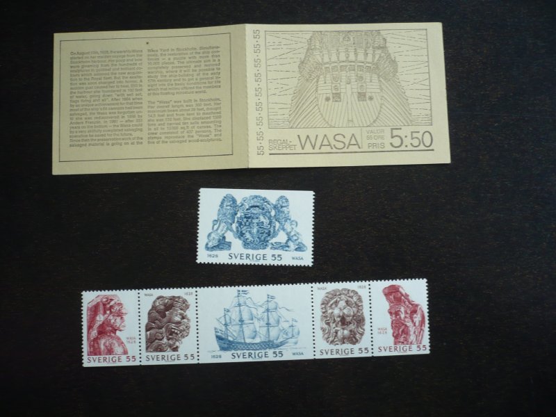 Stamps - Sweden - Scott# 830a - Mint Hinged Booklet Pane of 6 Stamps