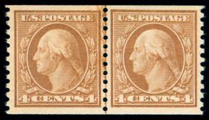 MOMEN: US STAMPS #457 LINE PAIR MINT OG NH VF/XF PF CERT