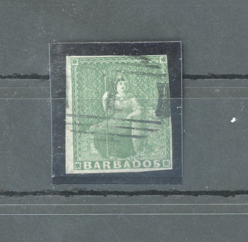 1852-55 BARBADOS, Stanley Gibbons #2 - 1/2 d. deep green - Used