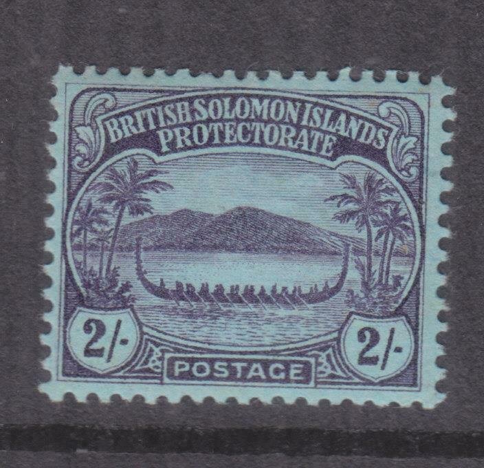 SOLOMON ISLANDS, 1910 Small Canoe, 2s. Purple on Blue, lhm., slight spots.