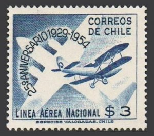 Chile C170 two stamps, MNH. Michel 488. Air Post 1954. National Air Line.