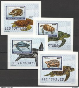 Ss1576 Imperf 2010 Togo Togolaise Fauna Reptiles Sea Turtles 4 Lux Bl Mnh