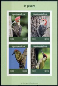 Chad 2019 MNH Woodpeckers Green Woodpecker 4v IMPF M/S Pivert Birds Stamps