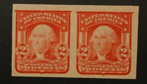 US Scott #320 2c Franklin Imperf. Horiz Pair NH-OG