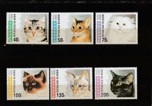 Benin  Scott#  761-766  MNH  (1995 Domestic Cats)