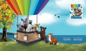 Canada B35 Community Foundation Animals Hot Air Balloon FDC 2024