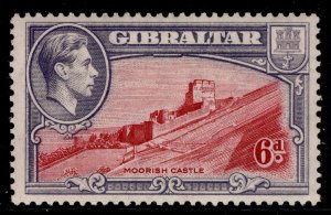 GIBRALTAR GVI SG126, 6d carmine & grey-violet , M MINT. Cat £48. PERF 13½