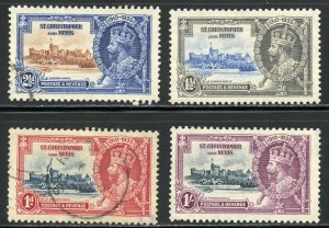 St Kitts-Nevis Scott 72-75 - 1935 Silver Jubilee Set - SCV $10.45