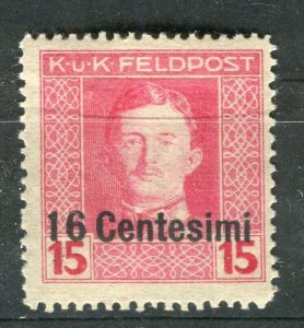 AUSTRIA; 1918 KUK Italian FELDPOST surcharged issue Mint hinged 16c. value