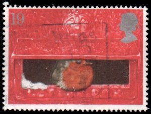Great Britain 1634 - Used - 19p Christmas / Robin in Pillar Box (1995)(cv $0.60)