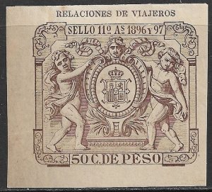 PUERTO RICO 1896-97 50c Passenger List Revenue MHR