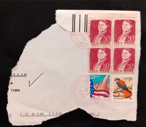 DM)2001, U.S.A, LETTER FRAGMENT WITH LUCY STONE STAMPS, 1818-1893, ABOLITIONIST