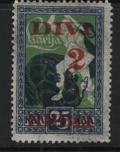 LATVIA, 92, HINGED, 1920-21, SURCHARGED