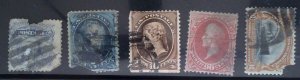 Scott# 114, 185, 187, 166, 299 - Used - Damaged Fillers - 1869 to 1901