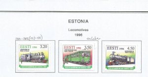 ESTONIA - 1996 - Locomotives - Perf 3v Set - Mint Lightly Hinged