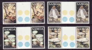 Samoa-Sc#645-8-Unused NH set-gutter pairs-Mushrooms-Fungi-1985-