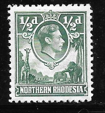 Northern Rhodesia 25: 1/2d George VI, MH, F-VF