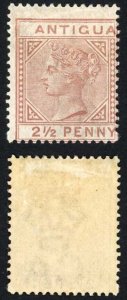 Antigua SG22var 2 1/2d wmk CA (R1/1) Duty plate severely misplaced to right