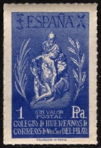 1942 Spain Civil War Charity 1 Peseta Orphan School of Our Lady of Pilar