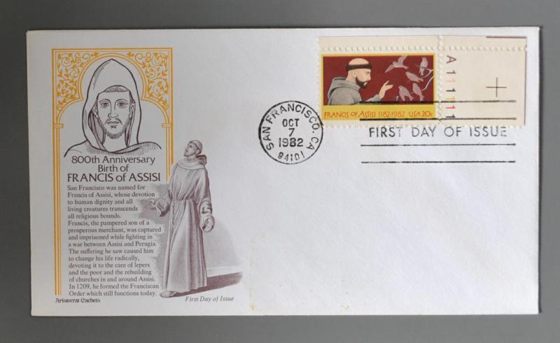 2023 FDC 20¢ Francis of Assisi  Aristocrat Cachet
