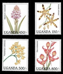 Uganda 1995 - ORCHIDS - Set of 4 Stamps (Scott #1385-8) - MNH