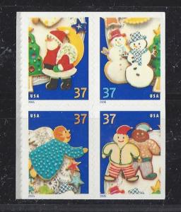 US Scott # 3953 - 3956 / Block of 4 Christmas Cookies DS Pane 3956b