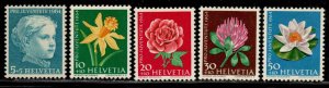 Switzerland #B339-43 ~ Cplt Set of 5 ~ Flowers ~ Mint, NH [B339 GD rec)  (1961)