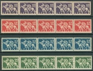 SWEDEN #232-5 Lutzen set of Coil Strips of 5 NH, VF, Scott $400.00