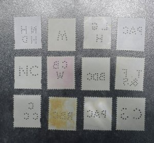 GB Stamps Perfins  Machin x 12       5     ~~L@@K~~