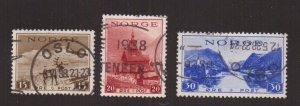 Norway   #181-183   used  1938   reindeer church Jolster