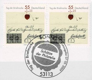 Germany 2009,Sc.#B1019 used pair, Stamp Day: Eichstaett Letter on paper