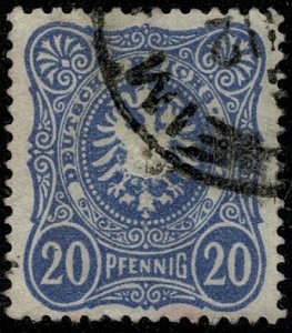 GERMANY 1880-87 20pf ROSE PFENNIG SG42a USED (VFU)  P.13.5 x 14.5 VF